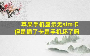 苹果手机显示无sim卡但是插了卡是手机坏了吗