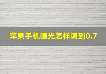 苹果手机曝光怎样调到0.7