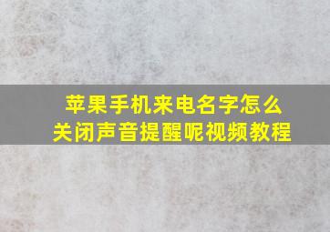 苹果手机来电名字怎么关闭声音提醒呢视频教程