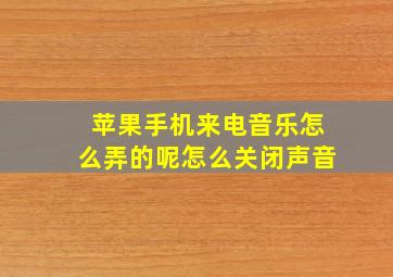 苹果手机来电音乐怎么弄的呢怎么关闭声音