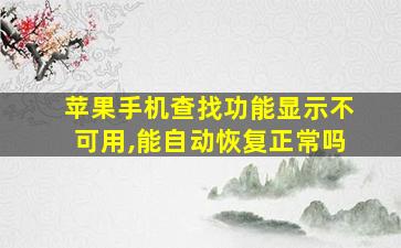 苹果手机查找功能显示不可用,能自动恢复正常吗