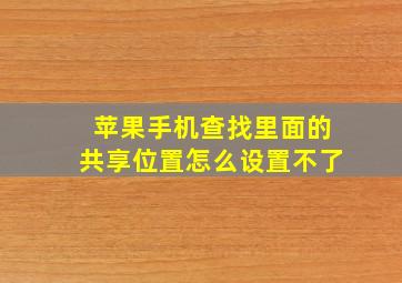 苹果手机查找里面的共享位置怎么设置不了