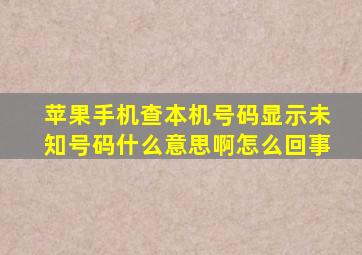 苹果手机查本机号码显示未知号码什么意思啊怎么回事