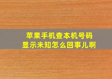 苹果手机查本机号码显示未知怎么回事儿啊