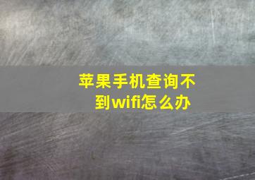 苹果手机查询不到wifi怎么办