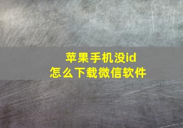 苹果手机没id怎么下载微信软件