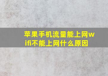 苹果手机流量能上网wifi不能上网什么原因