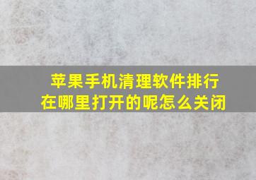 苹果手机清理软件排行在哪里打开的呢怎么关闭