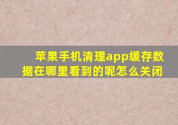 苹果手机清理app缓存数据在哪里看到的呢怎么关闭