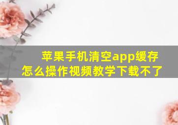 苹果手机清空app缓存怎么操作视频教学下载不了