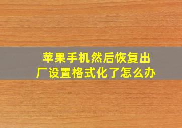 苹果手机然后恢复出厂设置格式化了怎么办