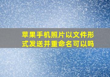 苹果手机照片以文件形式发送并重命名可以吗