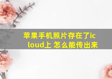 苹果手机照片存在了icloud上 怎么能传出来