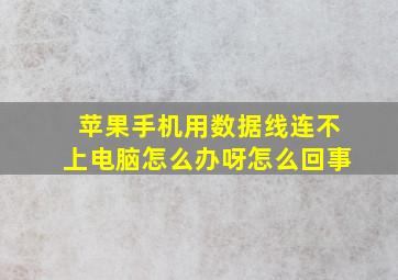 苹果手机用数据线连不上电脑怎么办呀怎么回事