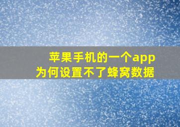 苹果手机的一个app为何设置不了蜂窝数据