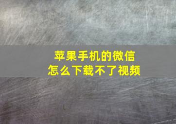 苹果手机的微信怎么下载不了视频