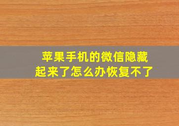 苹果手机的微信隐藏起来了怎么办恢复不了