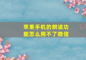 苹果手机的朗读功能怎么用不了微信