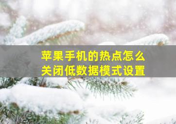 苹果手机的热点怎么关闭低数据模式设置