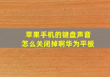 苹果手机的键盘声音怎么关闭掉啊华为平板