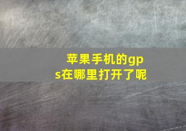 苹果手机的gps在哪里打开了呢