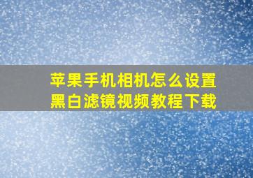 苹果手机相机怎么设置黑白滤镜视频教程下载