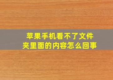 苹果手机看不了文件夹里面的内容怎么回事