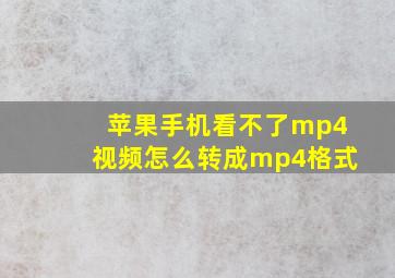 苹果手机看不了mp4视频怎么转成mp4格式