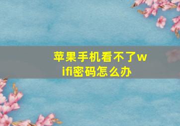 苹果手机看不了wifi密码怎么办