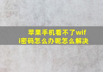 苹果手机看不了wifi密码怎么办呢怎么解决