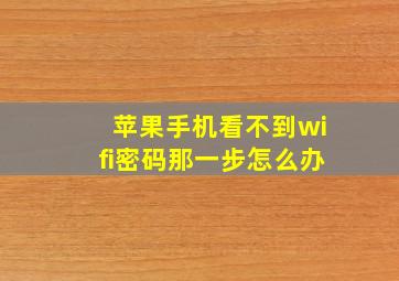 苹果手机看不到wifi密码那一步怎么办