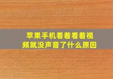 苹果手机看着看着视频就没声音了什么原因