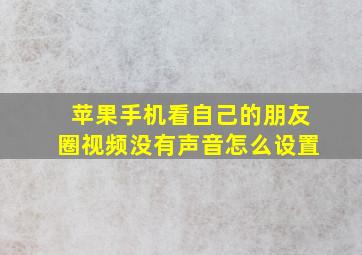 苹果手机看自己的朋友圈视频没有声音怎么设置