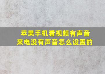 苹果手机看视频有声音来电没有声音怎么设置的