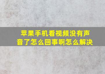 苹果手机看视频没有声音了怎么回事啊怎么解决