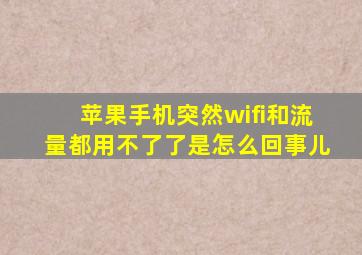 苹果手机突然wifi和流量都用不了了是怎么回事儿