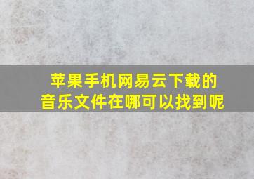 苹果手机网易云下载的音乐文件在哪可以找到呢