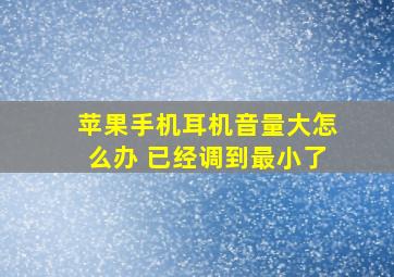 苹果手机耳机音量大怎么办 已经调到最小了