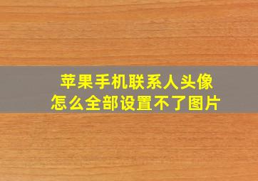 苹果手机联系人头像怎么全部设置不了图片