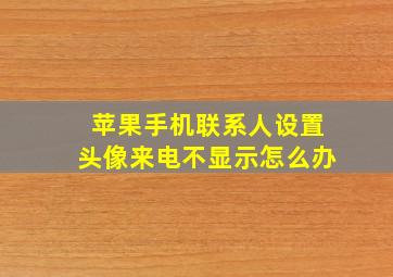 苹果手机联系人设置头像来电不显示怎么办