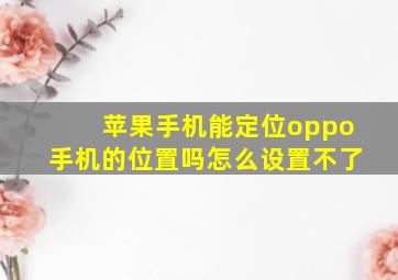 苹果手机能定位oppo手机的位置吗怎么设置不了