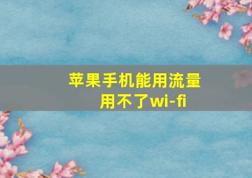 苹果手机能用流量用不了wi-fi