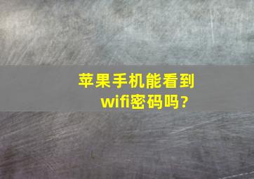 苹果手机能看到wifi密码吗?