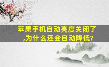 苹果手机自动亮度关闭了,为什么还会自动降低?