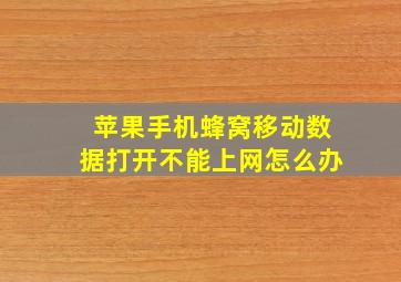 苹果手机蜂窝移动数据打开不能上网怎么办