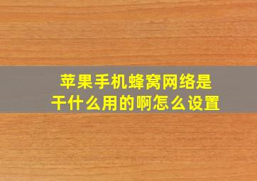 苹果手机蜂窝网络是干什么用的啊怎么设置