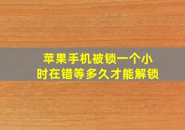 苹果手机被锁一个小时在错等多久才能解锁