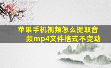 苹果手机视频怎么提取音频mp4文件格式不变动