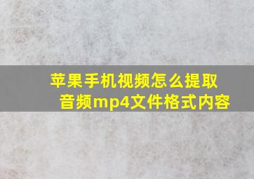 苹果手机视频怎么提取音频mp4文件格式内容