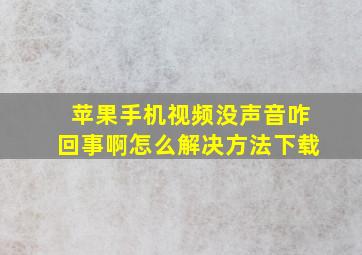 苹果手机视频没声音咋回事啊怎么解决方法下载